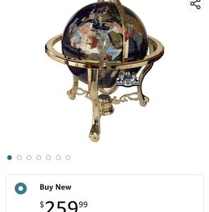 Unique Art Bahama Blue Pearl Swirl Ocean Table Top Gemstone Globe